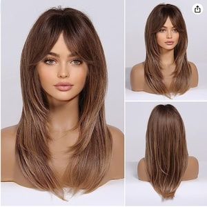 Ombre Wig with Bangs Dark Roots